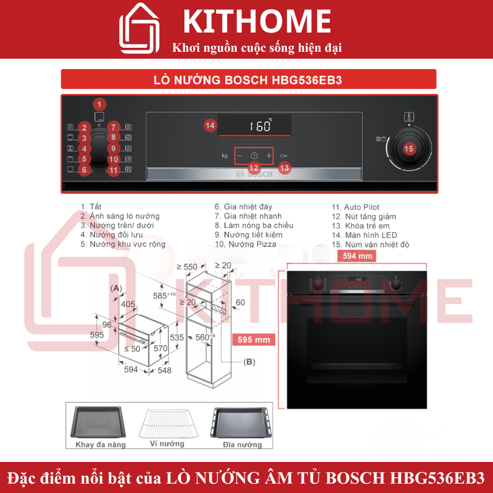 Đặc điểm nổi bật của Lò nướng âm tủ Bosch HBG536EB3 Serie 6