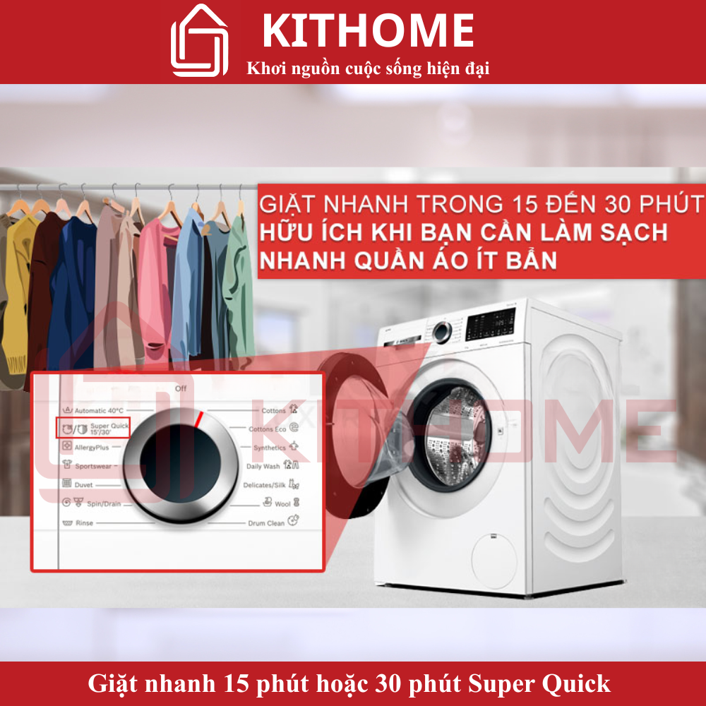 Giặt nhanh SuperQuick 15’/30’ giúp tiết kiệm thời gian