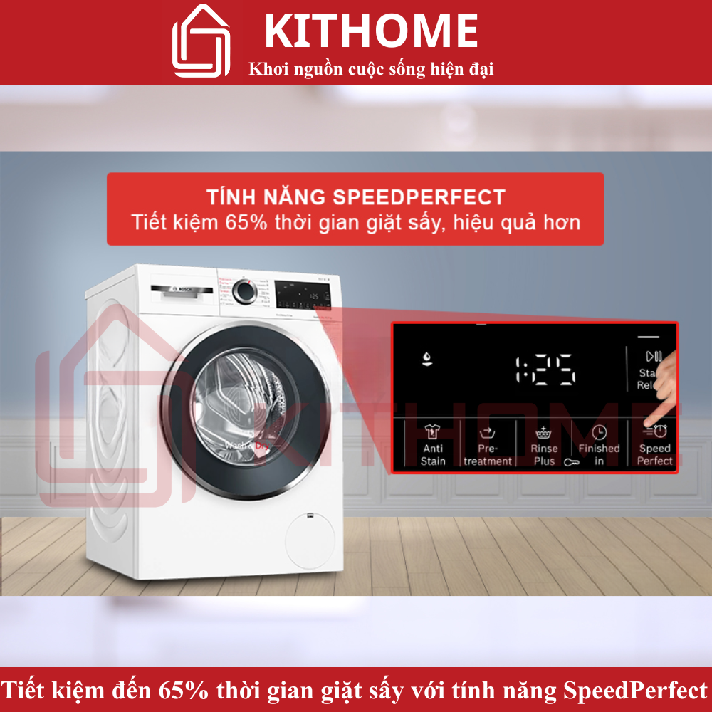 Tiết kiệm đến 65% thời gian giặt sấy với tính năng SpeedPerfect