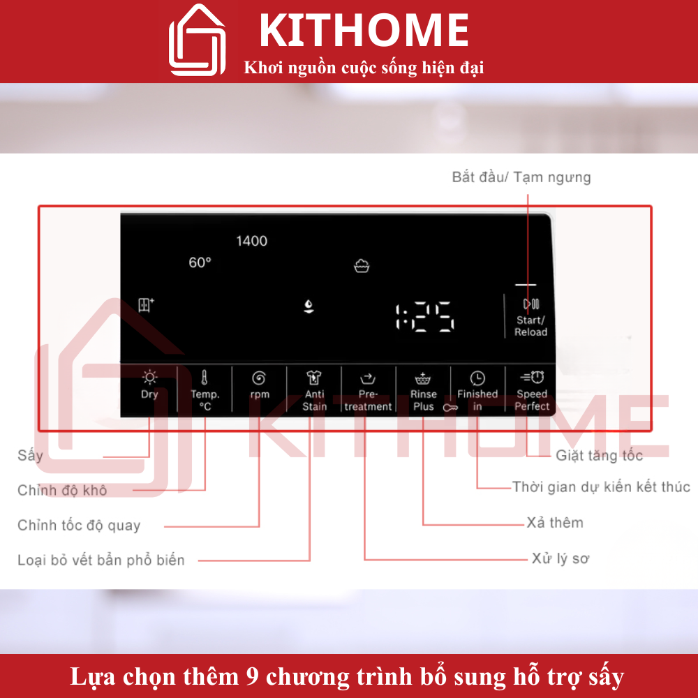Lựa chọn thêm 9 chương trình bổ sung hỗ trợ sấy quần áo hiệu quả hơn