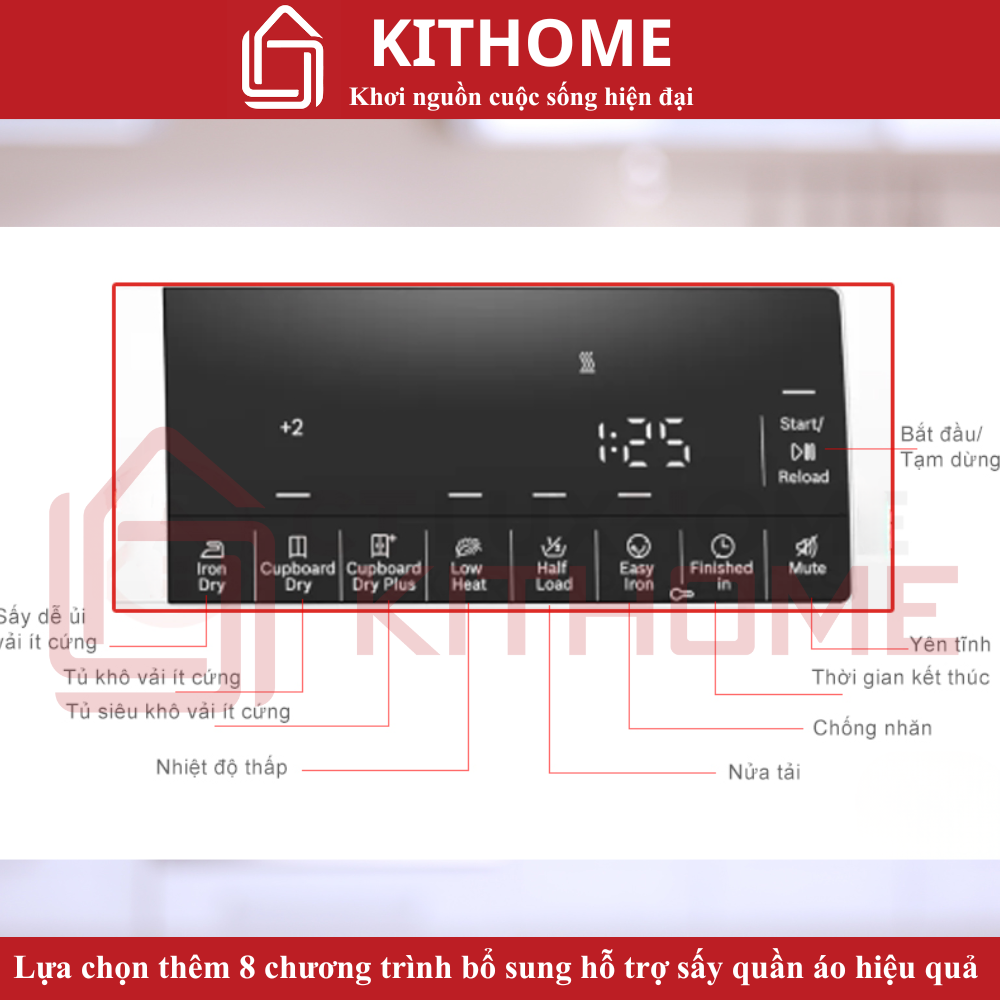 Lựa chọn thêm 8 chương trình bổ sung hỗ trợ sấy quần áo hiệu quả hơn