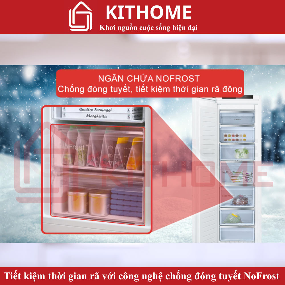Tiết kiệm thời gian rã đông hơn với công nghệ chống đóng tuyết NoFrost