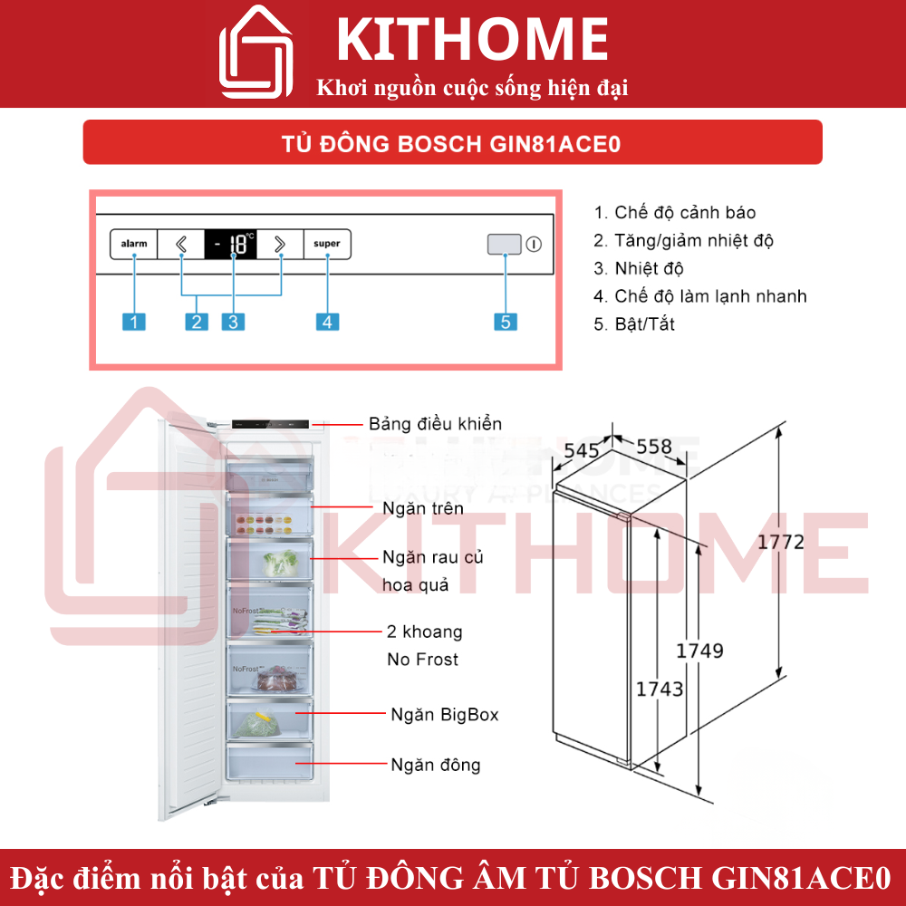 Đặc điểm nổi bật của Tủ đông âm tủ Bosch GIN81ACE0 Serie 6