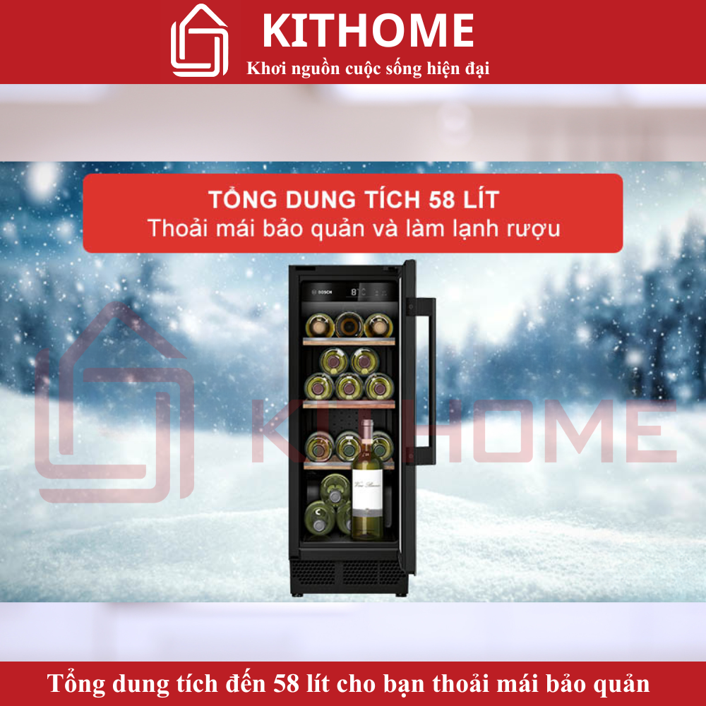 Dung tích 58 lít lưu trữ thoải mái 21 chai rượu vang 0.75L