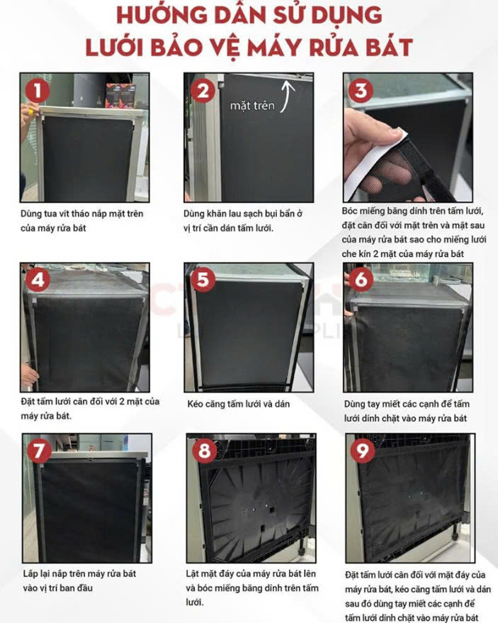 Hướng dẫn lắp đặt lưới bảo vệ máy rửa bát 8 bộ Carekit CK-008