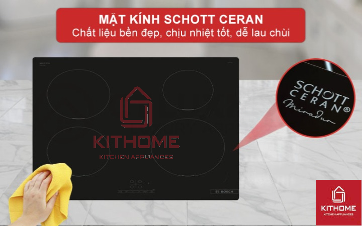 Mặt kính Schott Ceran cao cấp, nấu nướng an toàn