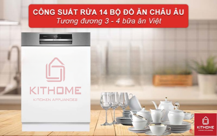 Dung tích lớn, công suất rửa lên đến 14 bộ bát đĩa, tương đương 3-4 bữa ăn Việt