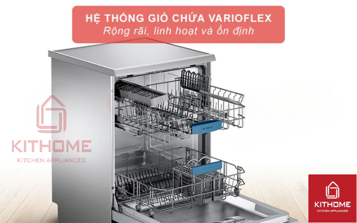 Hệ thống giỏ chứa VarioFlex giúp không gian bên trong máy trở nên rộng rãi hơn