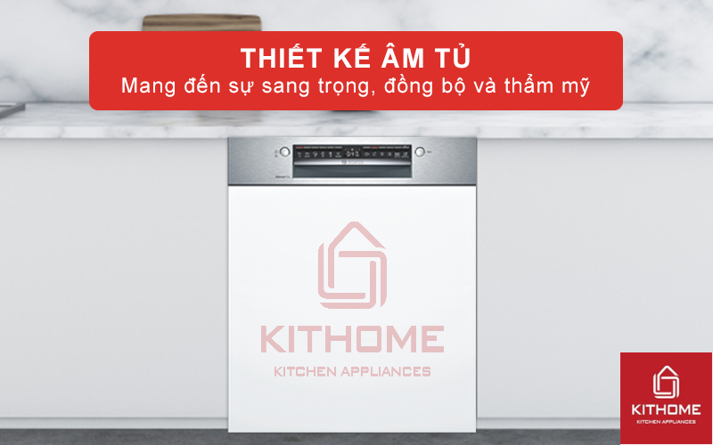 Thiết kế âm tủ của máy rửa bát Bosch SMI4HCS48E mang đến sự sang trọng và đồng bộ.