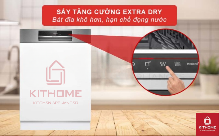 Lựa chọn tính năng Extra Dry để sấy khô toàn bộ bát đĩa một cách hiệu quả