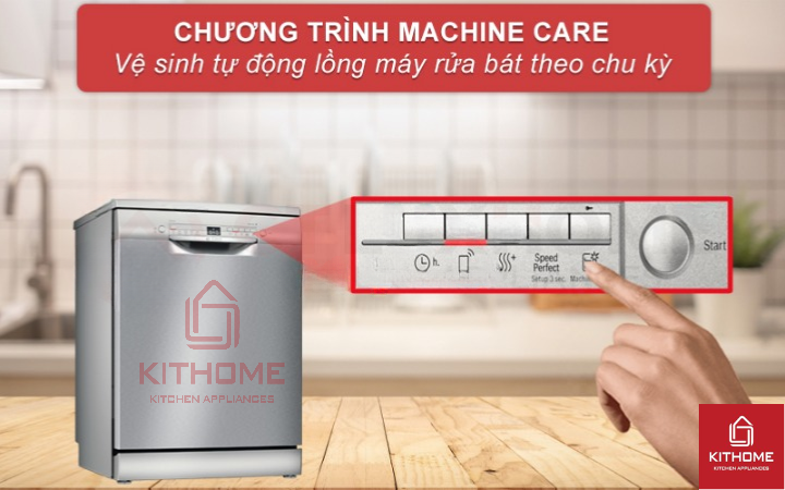 Chương trình Machine Care vệ sinh tự động khoang máy rửa bát