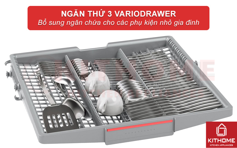 Ngăn chứa thứ 3 VarioDrawer đựng các phụ kiện nhỏ trong gia đình.