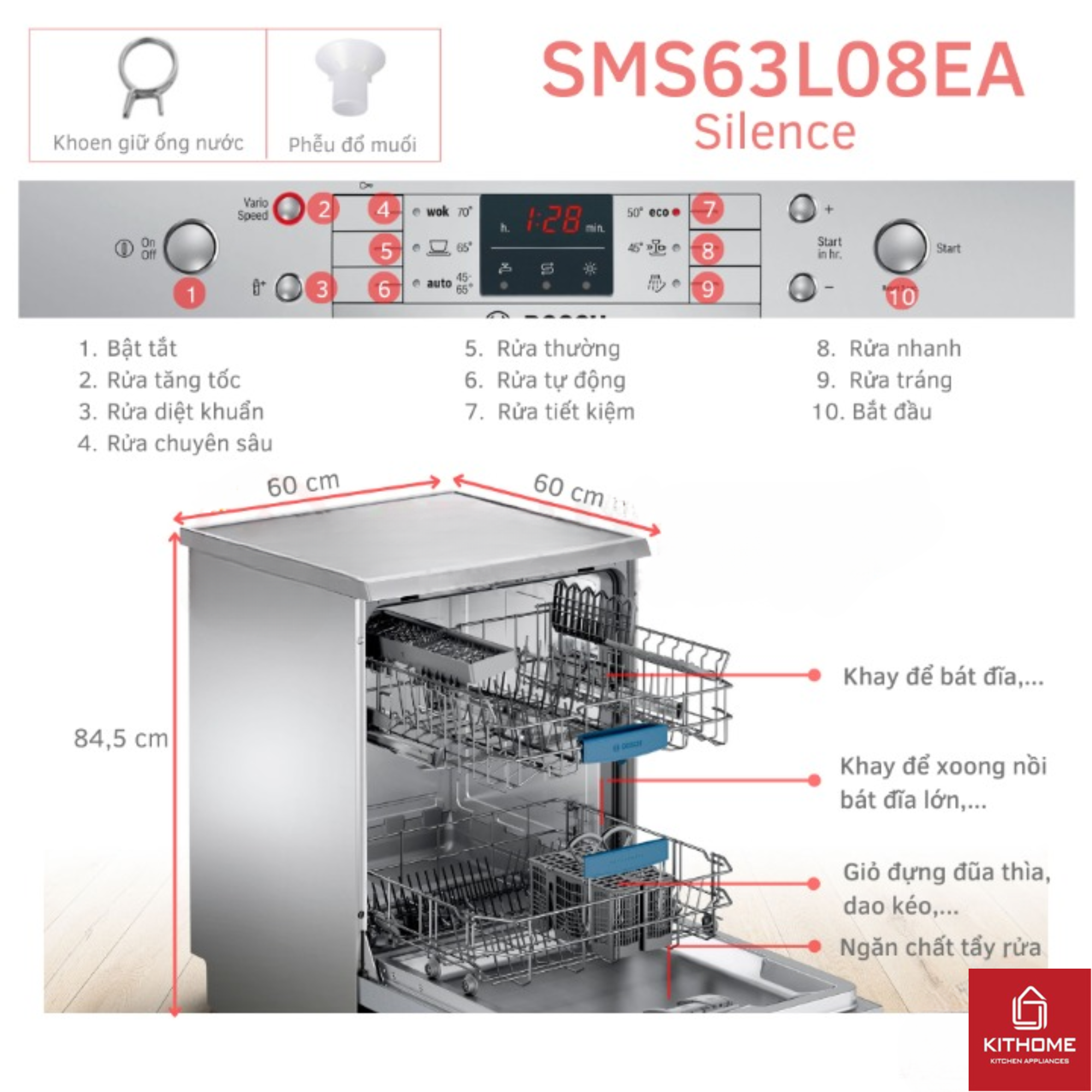 7-1 Đặc điểm nổi bật của MÁY RỬA BÁT BOSCH ĐỘC LẬP SMS63L08EA SERIE 6 12 BỘ