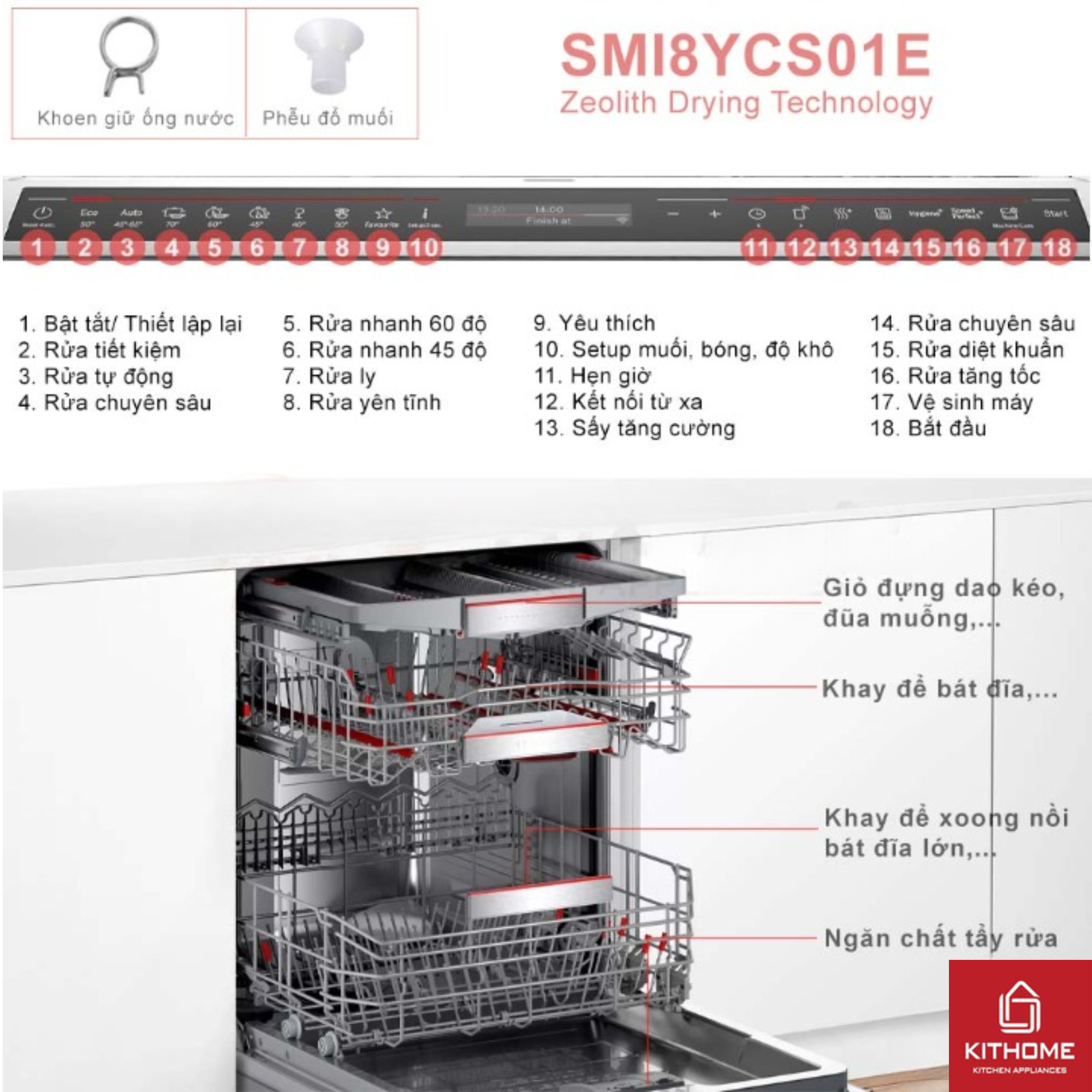 MÁY RỬA BÁT BOSCH SERIE 8 SMI8YCS01E BÁN ÂM SẤY ZEOLITH