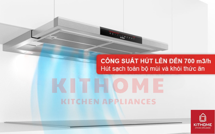 Công suất mạnh mẽ 700 m³/h, loại bỏ khói và mùi thức ăn hiệu quả