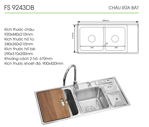 Chậu rửa bát FASTER FS 9243DB