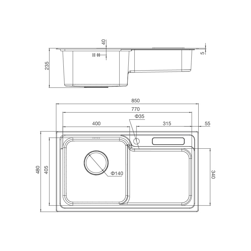 CHẬU RỬA BÁT MALLOCA MS 1028D