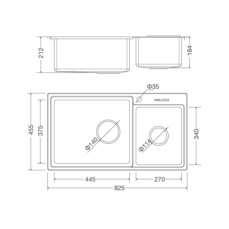 CHẬU RỬA BÁT MALLOCA MS 8801