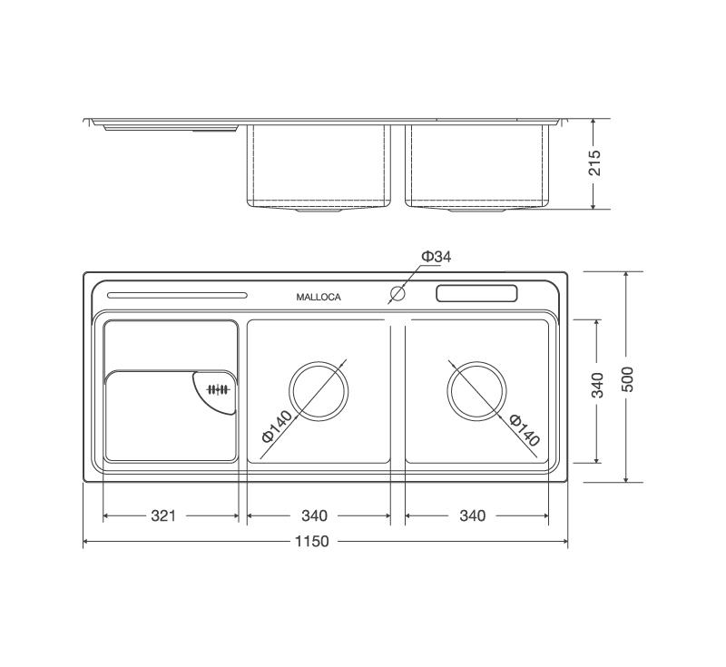 CHẬU RỬA BÁT MALLOCA MS 8816