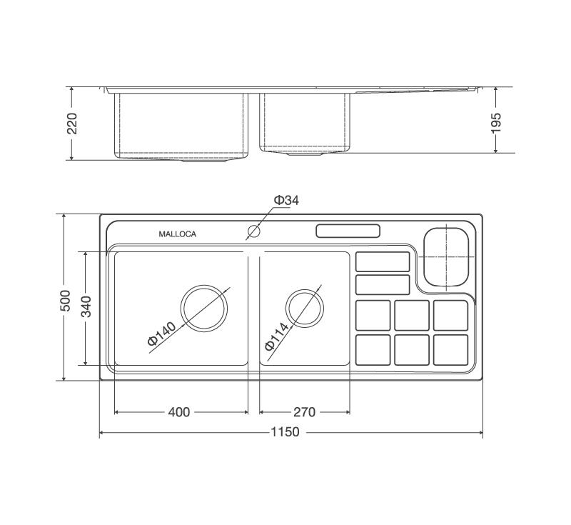 CHẬU RỬA BÁT MALLOCA MS 8817