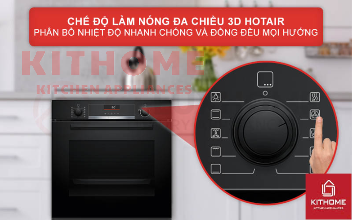 Chế độ nướng 3D Hotair phân phối nhiệt đồng đều ở mọi mặt và mọi cấp độ