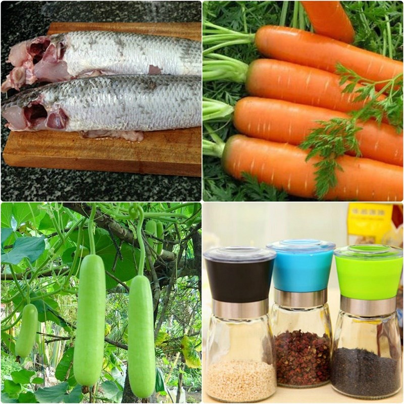 Nguyên liệu làm Cá lóc hấp bầu cho 2 người