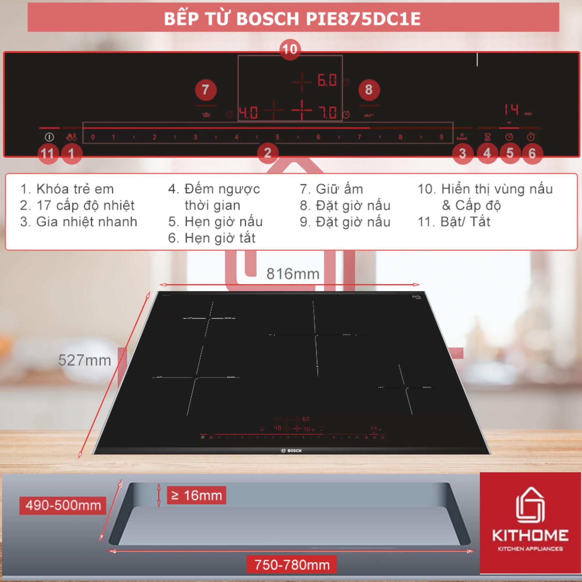 Bếp từ Bosch PIE875DC1E 4 vùng nấu