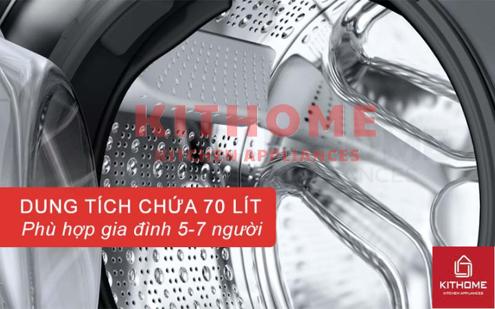 Dung tích lớn, công suất giặt 10kg phù hợp cho gia đình 5-7 người