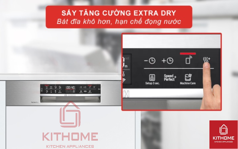 Sấy tăng cường Extra Dry giúp bát đĩa khô hơn