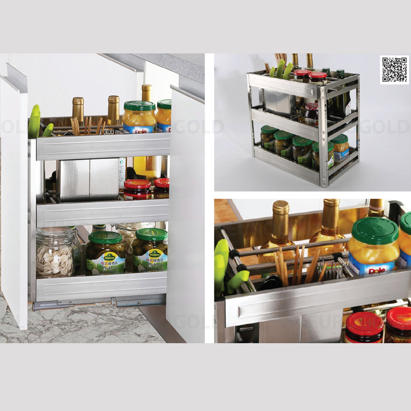 Giá dao thớt inox hộp China cho ngăn kéo 350mm EU1035