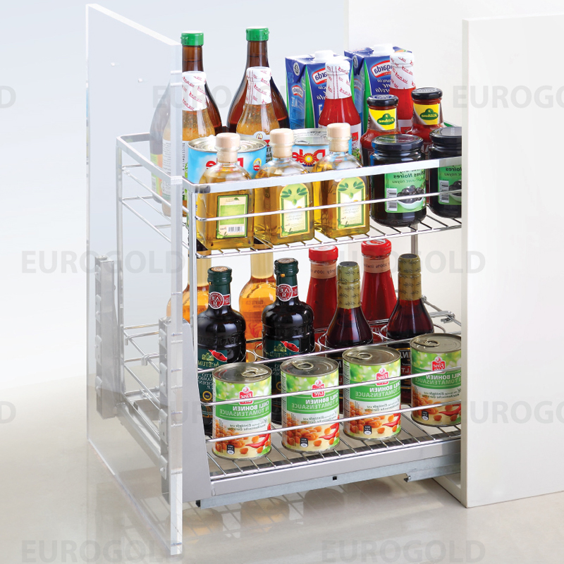 Giá gia vị inox nan vuông China cho ngăn kéo 400mm ERO2040B2