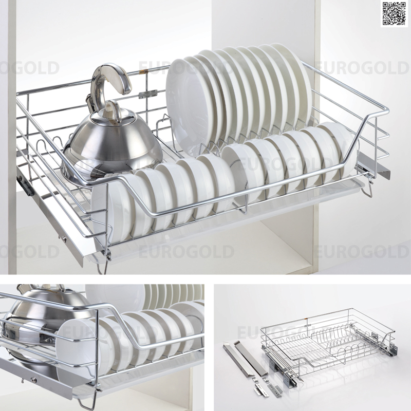 Giá bát đĩa tủ dưới inox mạ crom China - 900mm EG6290