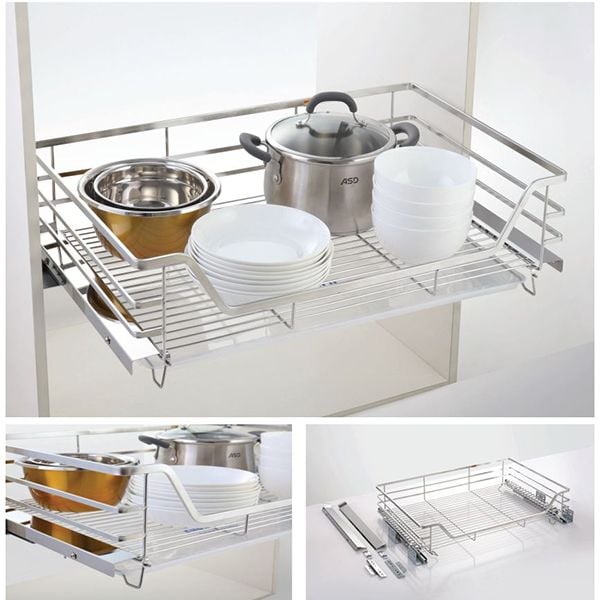 Giá xoong nồi bát đĩa tủ dưới inox 304 cao cấp China - 800mm EP80