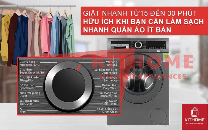 Giặt nhanh với tính năng SpeedPerfect – Tiết kiệm đến 65% thời gian giặt