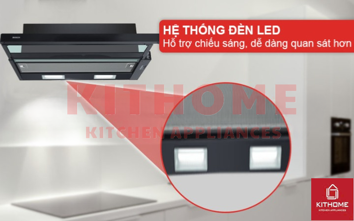 Hệ thống đèn LED chiếu sáng, dễ dàng quan sát khi nấu nướng