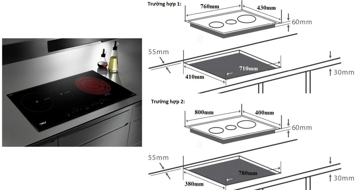 Kích Thước Bếp Từ Đôi Âm Phổ Biến