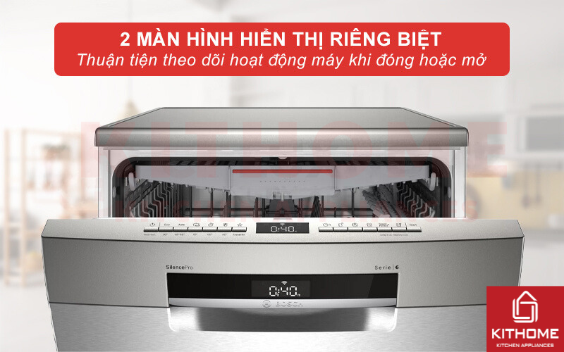 2 màn hình hiển thị giúp người dùng thuận tiện theo dõi hoạt động máy khi đóng hoặc mở.