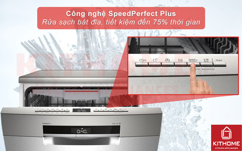 Tiết kiệm đến 75% thời gian rửa khi sử dụng tính năng SpeedPerfect Plus.