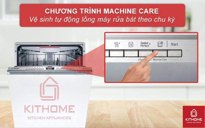 Vệ sinh tự động máy rửa bát với tính năng Machine Care