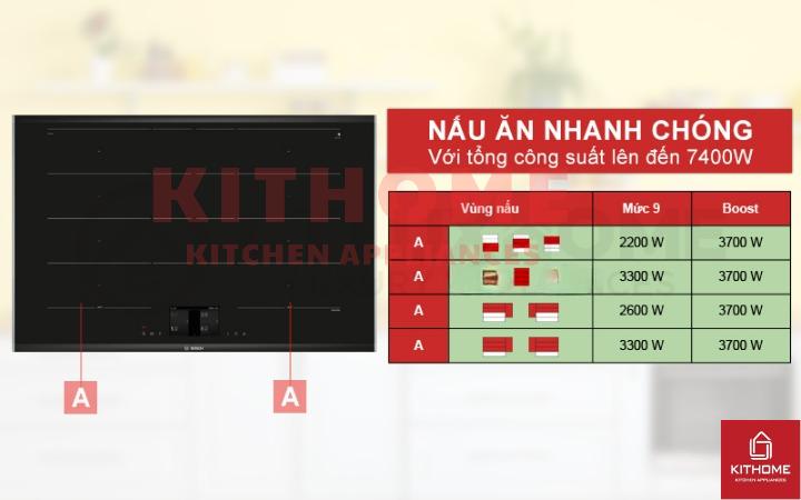 Nấu ăn nhanh chóng với tổng công suất 7400W