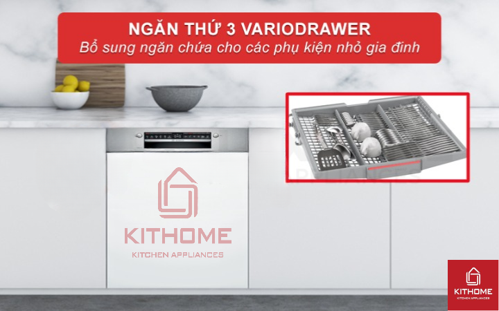 ​    ​Hệ thống giỏ chứa VarioFlex rộng rãi kết hợp ngăn chứa thứ 3 VarioDrawer cùng hệ thống nâng hạ Rackmatic