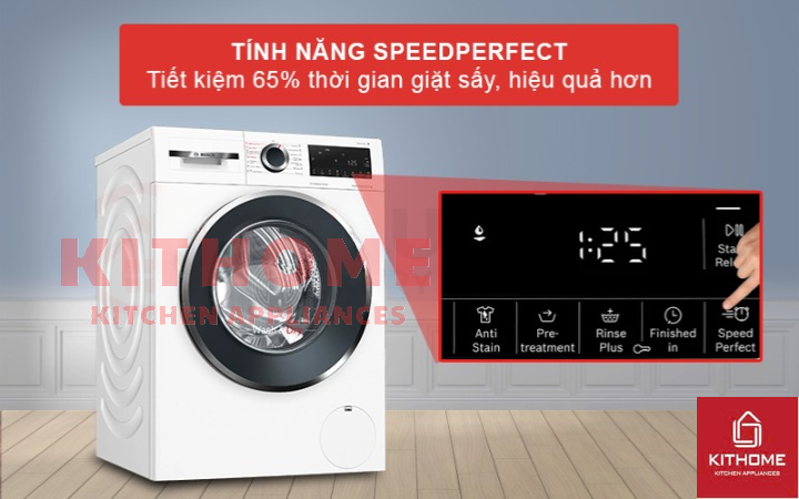 Tiết kiệm đến 65% thời gian giặt sấy với tính năng SpeedPerfect