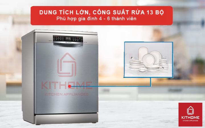 Dung tích lớn, công suất rửa của máy đạt tối đa 13 bộ đồ ăn châu Âu