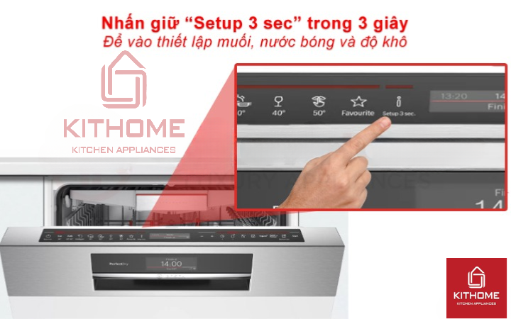 Giữ nút Setup 3 sec để điều chỉnh các thông số