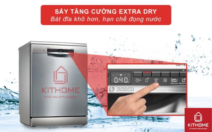 Bát đĩa khô hơn khi kích hoạt tính năng sấy tăng cường Extra Dry