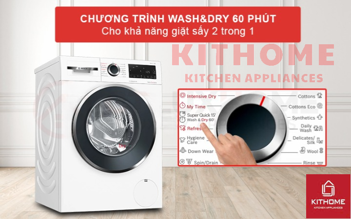 Chương trình Wash & Dry 60 phút – Giặt sấy 2 trong 1 tiện lợi