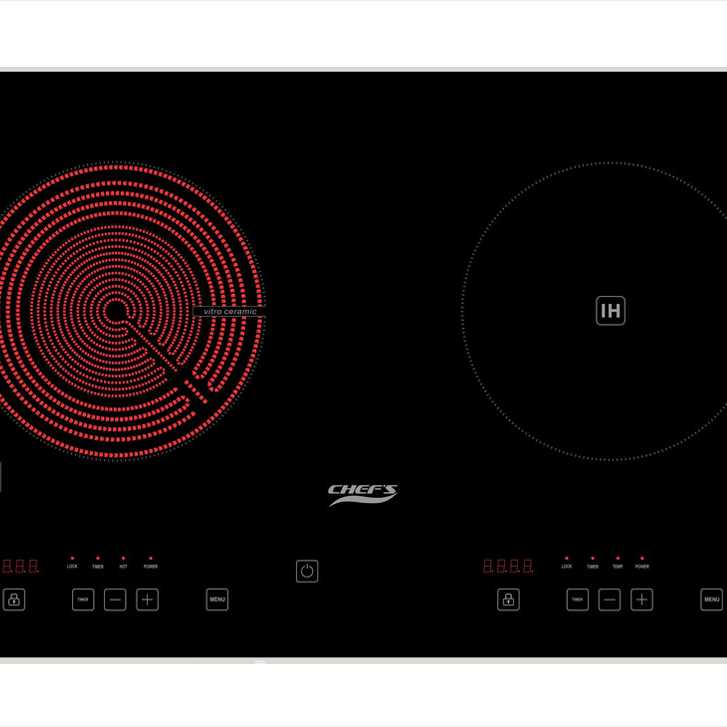 Bếp Điện Từ 2 Vùng Nấu Chefs EH-MIX2000A Tích Hợp 1 Vùng Hồng Ngoại Và 1 Vùng Từ Trả Góp Không Lãi Suất