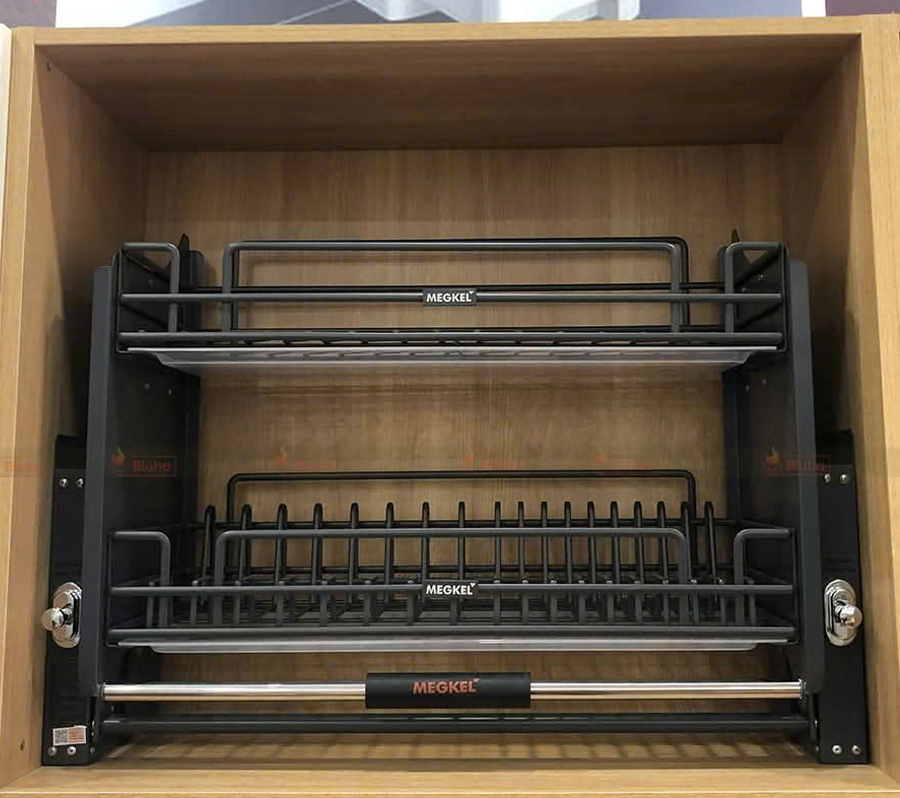 Giá bát đĩa nâng hạ nan Oval phủ Nano màu Titan 700mm Garis | Megkel ML06.70N