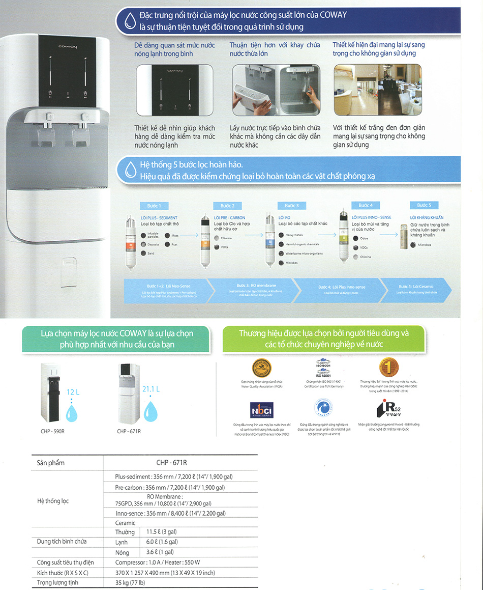 Máy lọc nước nóng lạnh Coway CHP-671R 4 Máy lọc nước nóng lạnh Coway CHP-671R