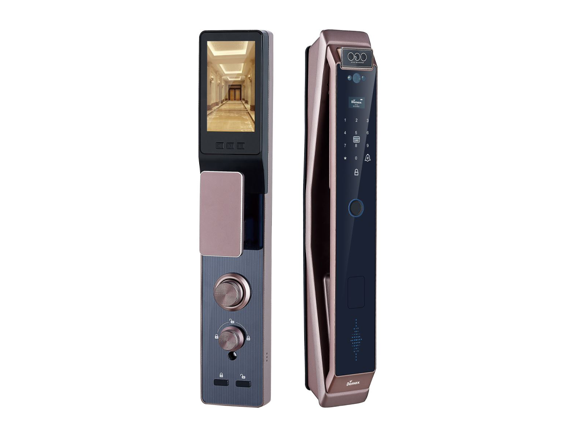 Khóa nhận diện khuôn mặt Demax EL966 BROWN CNC FACE ID APP WIFI